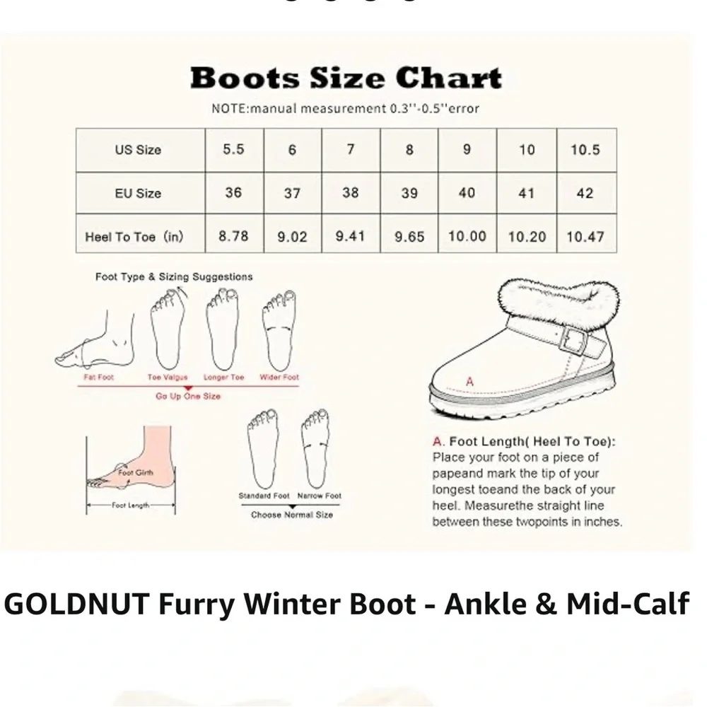 Goldnut/Ankle/Winter-Fall Boot/Women's/ Fluffy Trim & Buckle/Size: 6
